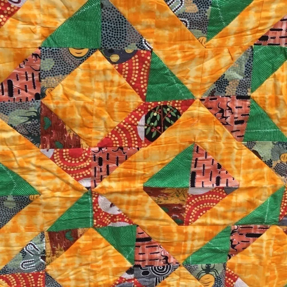 NWT Hand Crafted Aboriginal Prints Quilt Yellow